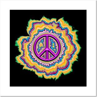 colorful glowing peace sign Posters and Art